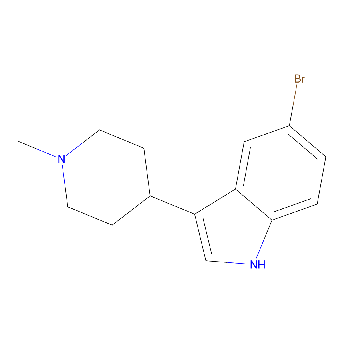 5-bromo-3-(1-methylpiperidin-4-yl)-1H-indole molecular structure, CAS 121206-76-6