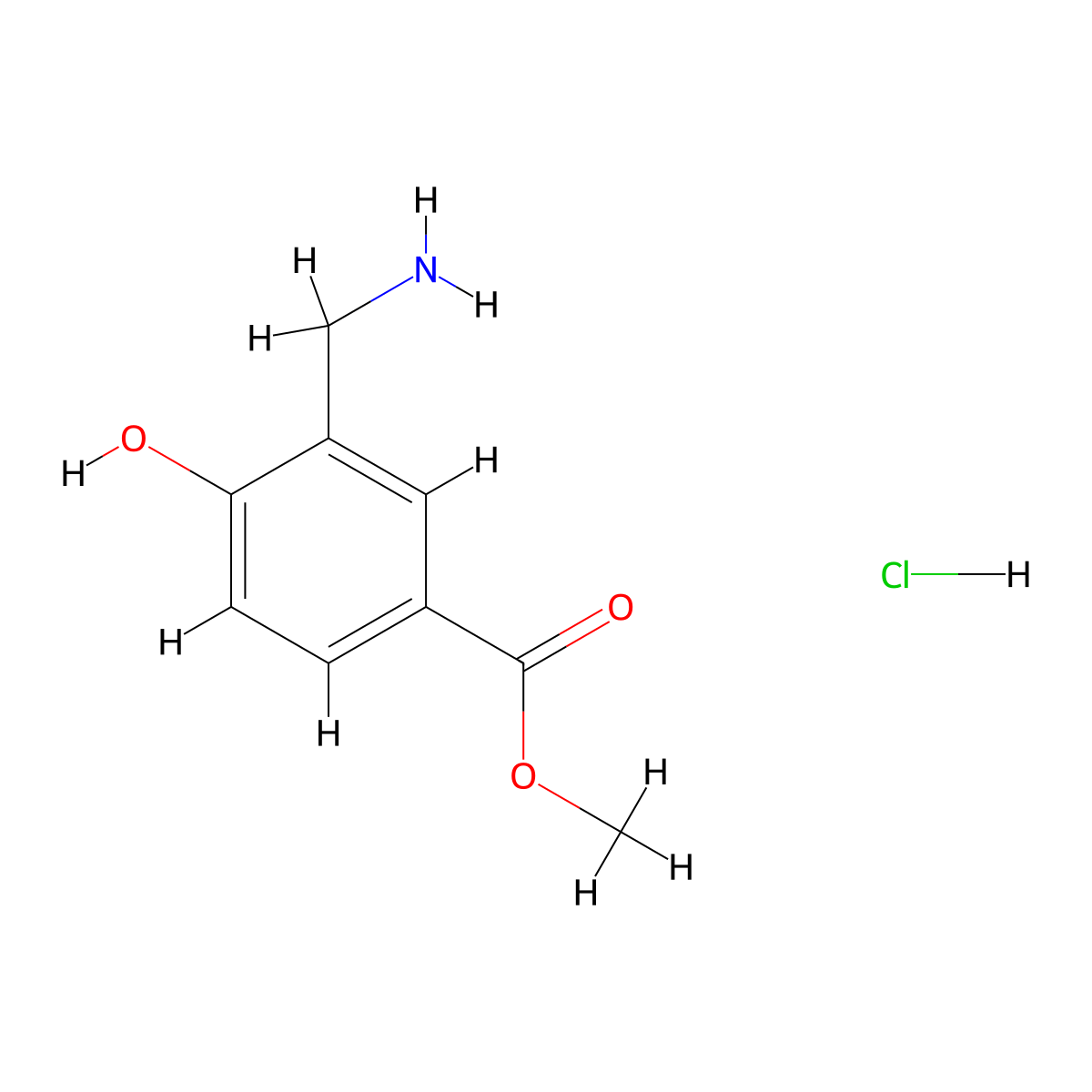 Methyl 3-(aminomethyl)-4-hydroxybenzoate hydrochloride molecular structure, CAS 1212060-50-8