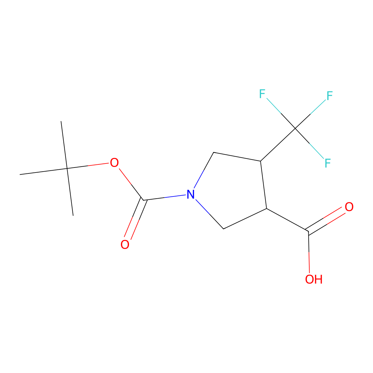 rac-(3R,4R)-1-[(tert-butoxy)carbonyl]-4-(trifluoromethyl)pyrrolidine-3-carboxylic acid molecular structure, CAS 1212064-03-3