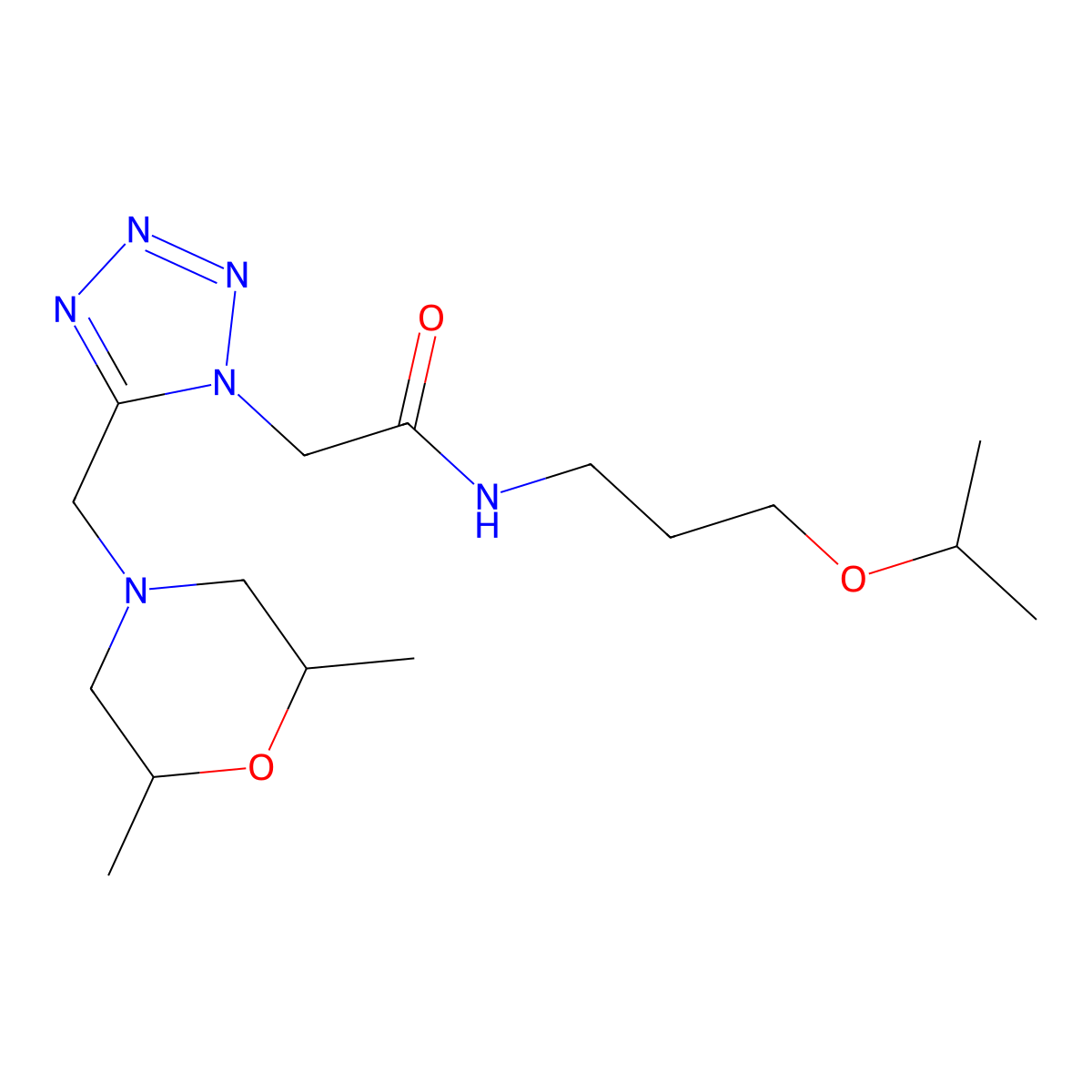 rel-5-[[(2R,6S)-2,6-Dimethyl-4-morpholinyl]methyl]-N-[3-(1-methylethoxy)propyl]-1H-tetrazole-1-acetamide molecular structure, CAS 1212064-04-4