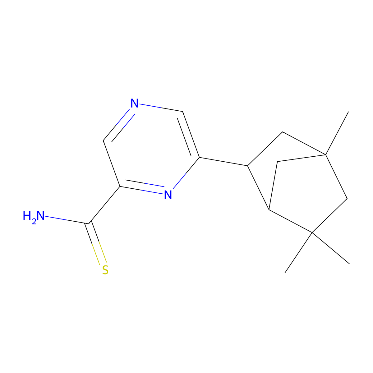 6-(4,6,6-Trimethylbicyclo[2.2.1]hept-2-yl)-2-pyrazinecarbothioamide molecular structure, CAS 1212064-18-0