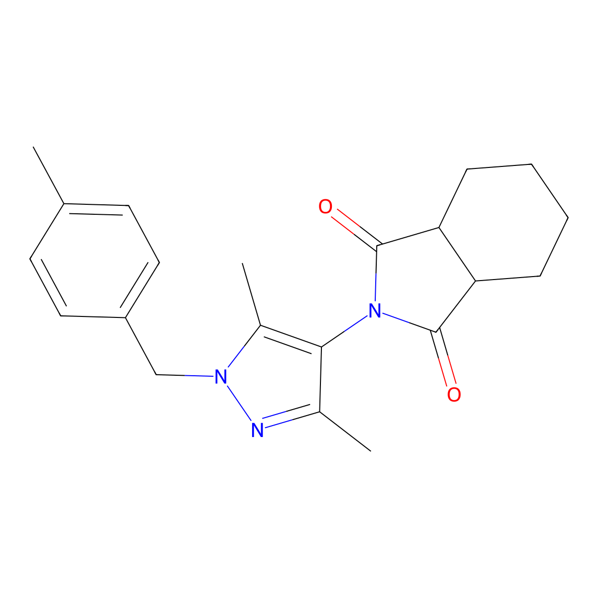 (3aR,7aS)-2-[3,5-dimethyl-1-(4-methylbenzyl)-1H-pyrazol-4-yl]hexahydro-1H-isoindole-1,3(2H)-dione molecular structure, CAS 1212064-48-6