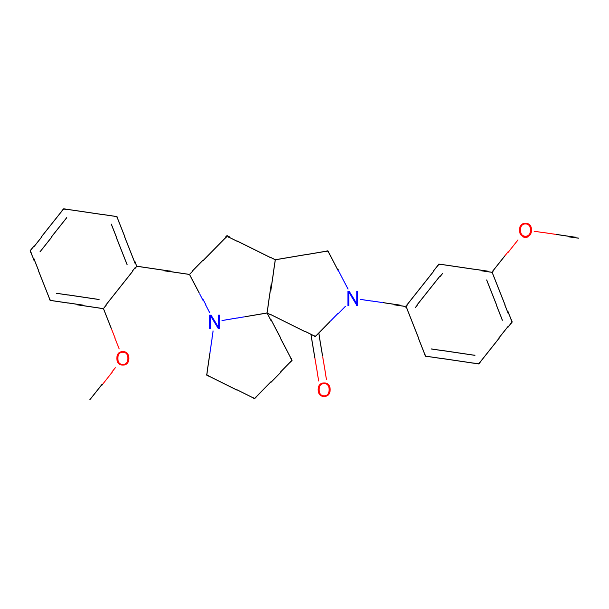 rel-(3aR,5R,9aR)-Hexahydro-5-(2-methoxyphenyl)-2-(3-methoxyphenyl)-7H-pyrrolo[3,4-g]pyrrolizin-1(2H)-one molecular structure, CAS 1212064-82-8