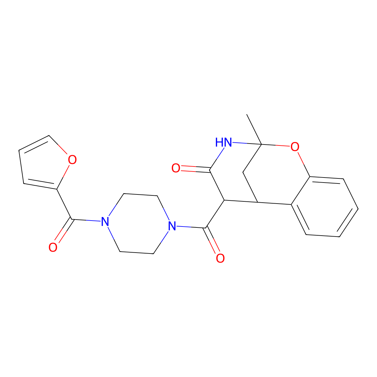 5-(4-(furan-2-carbonyl)piperazine-1-carbonyl)-2-methyl-5,6-dihydro-2H-2,6-methanobenzo[g][1,3]oxazocin-4(3H)-one molecular structure, CAS 1212064-93-1