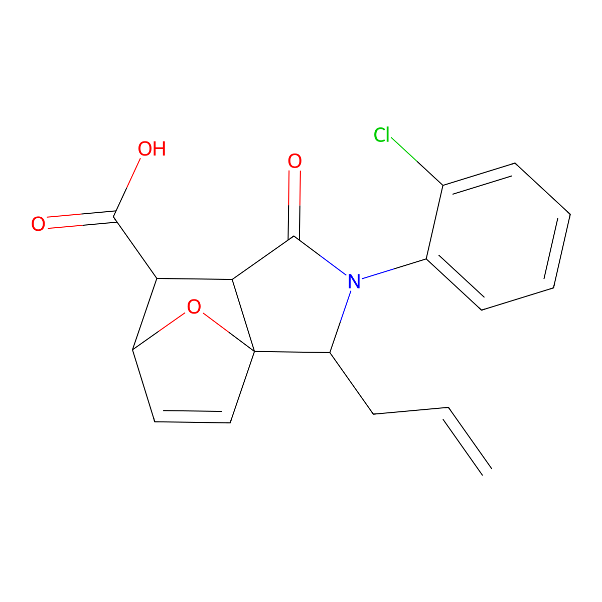 2-(2-Chlorophenyl)-1-oxo-3-(prop-2-en-1-yl)-1,2,3,6,7,7a-hexahydro-3a,6-epoxyisoindole-7-carboxylic acid molecular structure, CAS 1212069-89-0