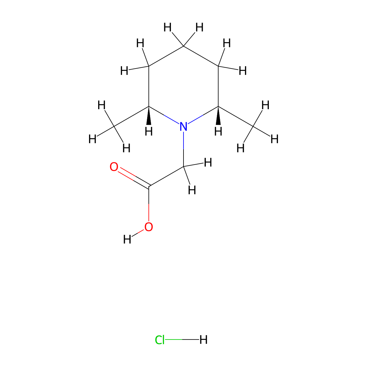 2-((2R,6S)-2,6-Dimethylpiperidin-1-yl)acetic acid hydrochloride molecular structure, CAS 1212069-96-9