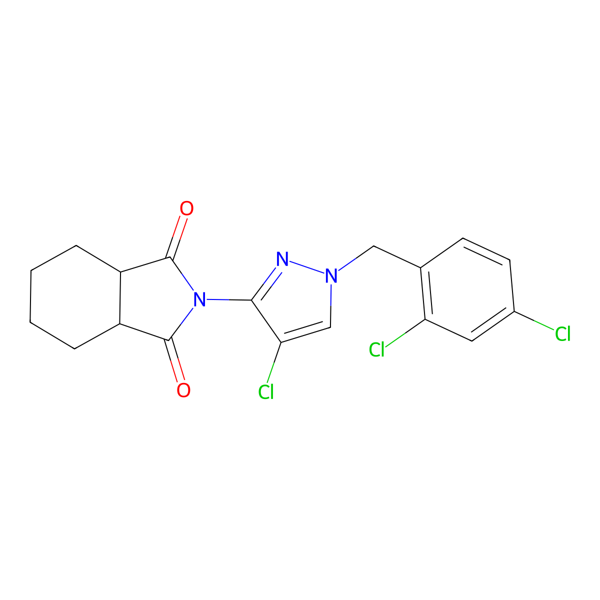 (3aR,7aS)-2-[4-chloro-1-(2,4-dichlorobenzyl)-1H-pyrazol-3-yl]hexahydro-1H-isoindole-1,3(2H)-dione molecular structure, CAS 1212074-89-9