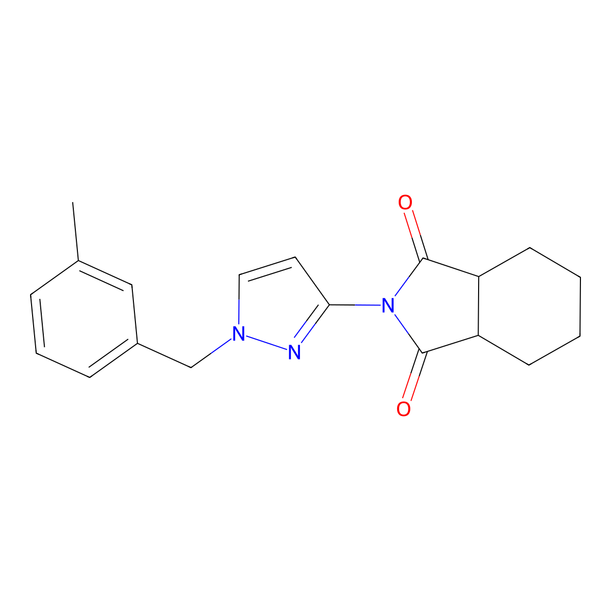 (3aR,7aS)-2-[1-(3-methylbenzyl)-1H-pyrazol-3-yl]hexahydro-1H-isoindole-1,3(2H)-dione molecular structure, CAS 1212077-81-0