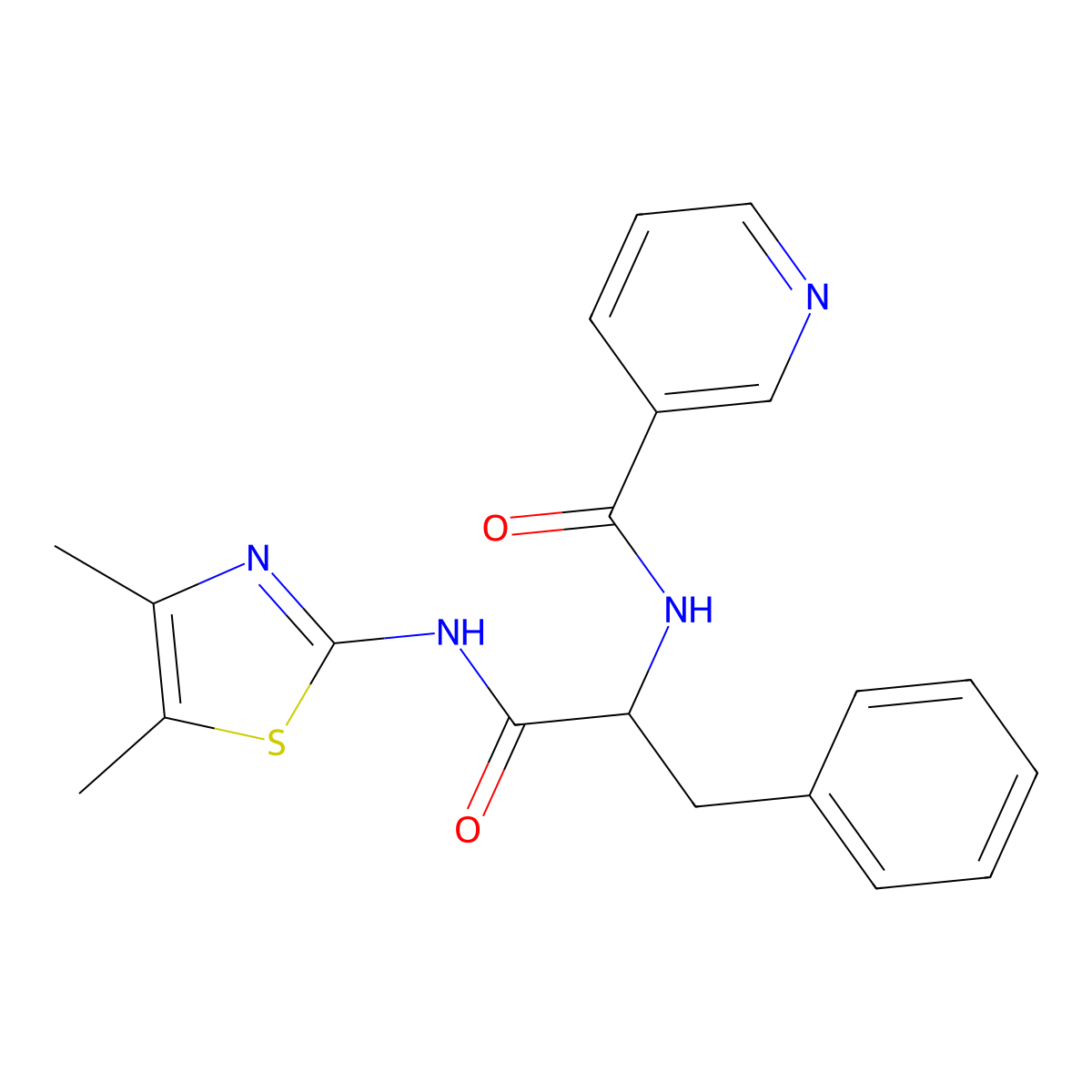 (S)-N-(1-((4,5-Dimethylthiazol-2-yl)amino)-1-oxo-3-phenylpropan-2-yl)nicotinamide molecular structure, CAS 1212078-26-6