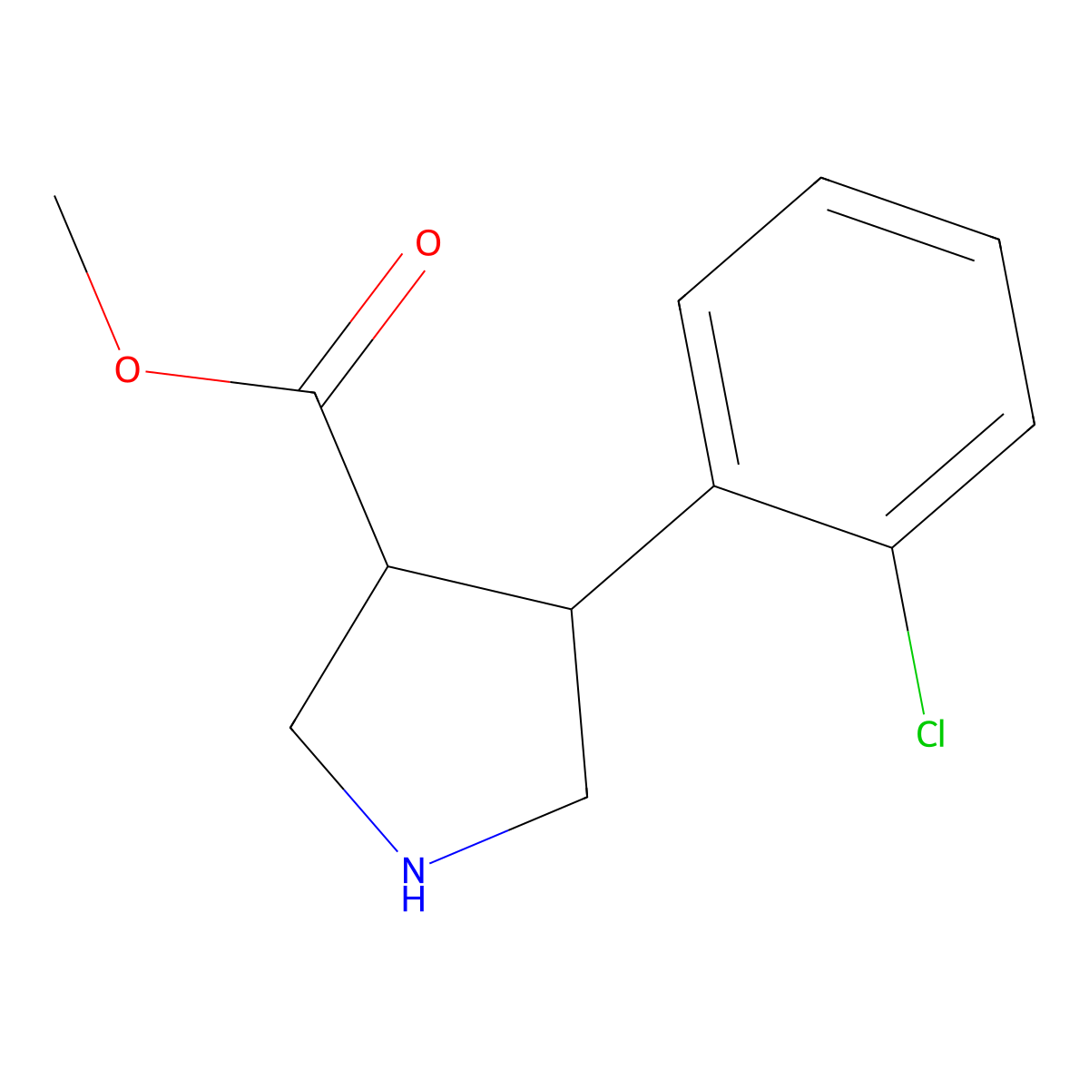 rac-methyl (3R,4S)-4-(2-chlorophenyl)pyrrolidine-3-carboxylate molecular structure, CAS 1212078-85-7