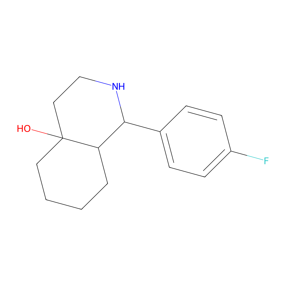1-(4-Fluoro-phenyl)-octahydro-isoquinolin-4a-ol molecular structure, CAS 1212079-75-8