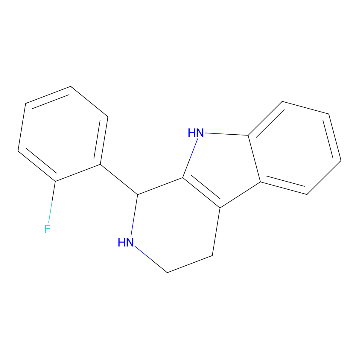1-(2-fluorophenyl)-2,3,4,9-tetrahydro-1H-pyrido[3,4-b]indole molecular structure, CAS 121208-37-5