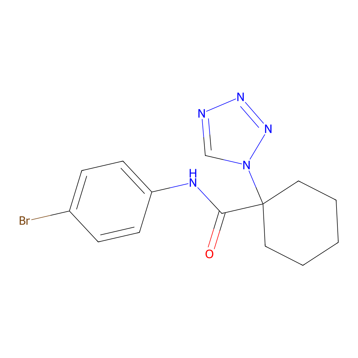 N-(4-bromophenyl)-1-(1H-tetrazol-1-yl)cyclohexanecarboxamide molecular structure, CAS 1212085-33-0