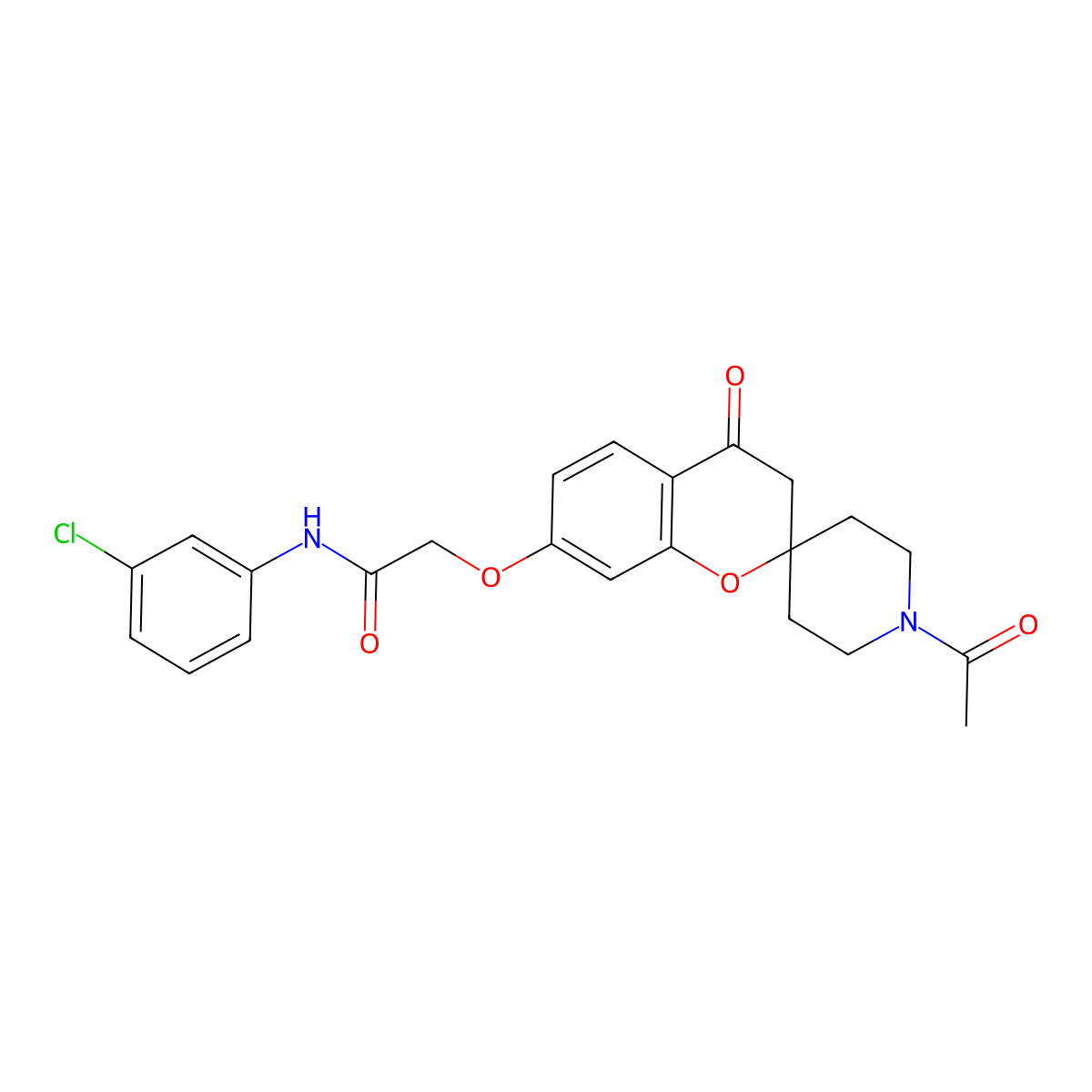 2-[(1'-acetyl-4-oxo-3,4-dihydrospiro[chromene-2,4'-piperidin]-7-yl)oxy]-N-(3-chlorophenyl)acetamide molecular structure, CAS 1212086-16-2