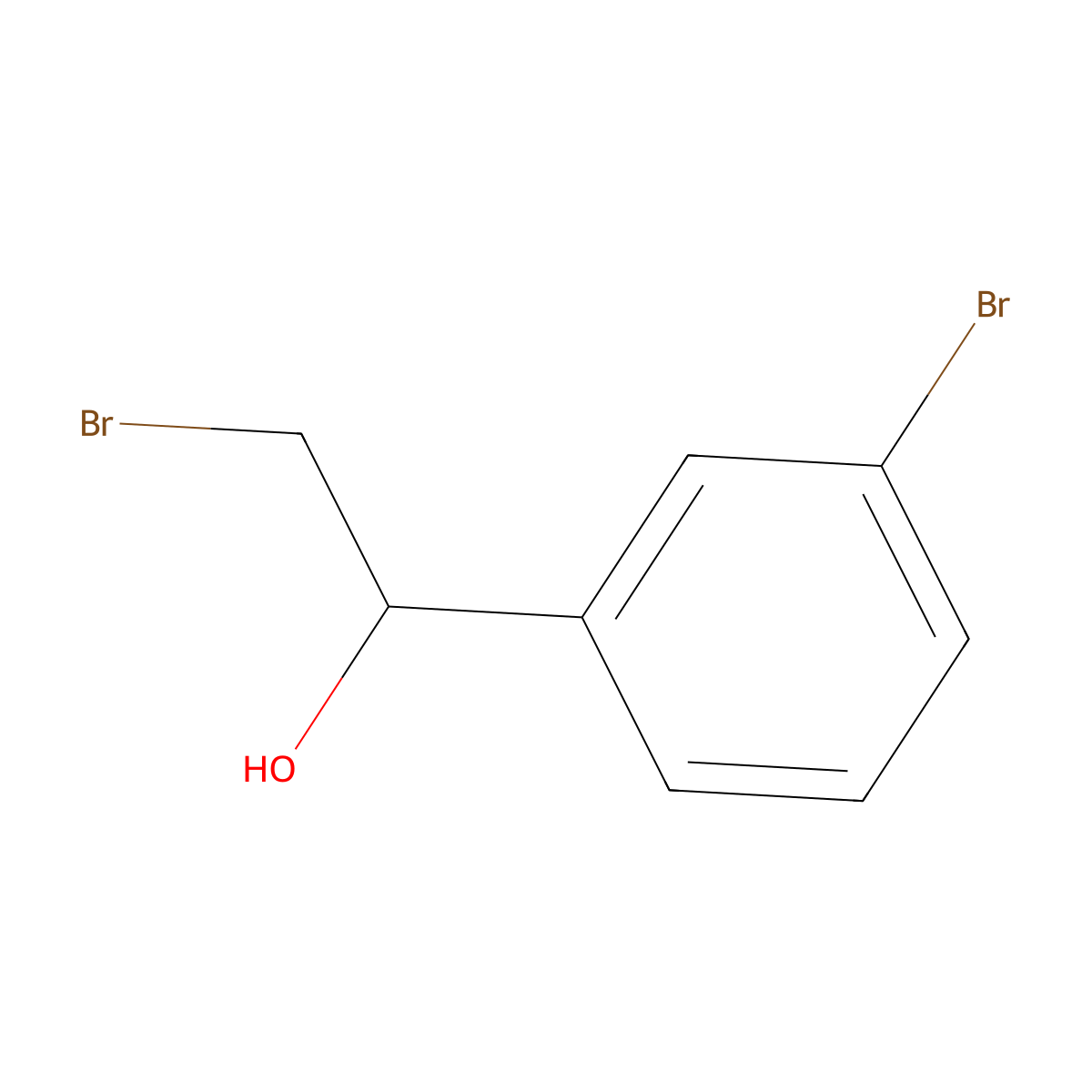 (1R)-2-bromo-1-(3-bromophenyl)ethan-1-ol molecular structure, CAS 1212086-19-5