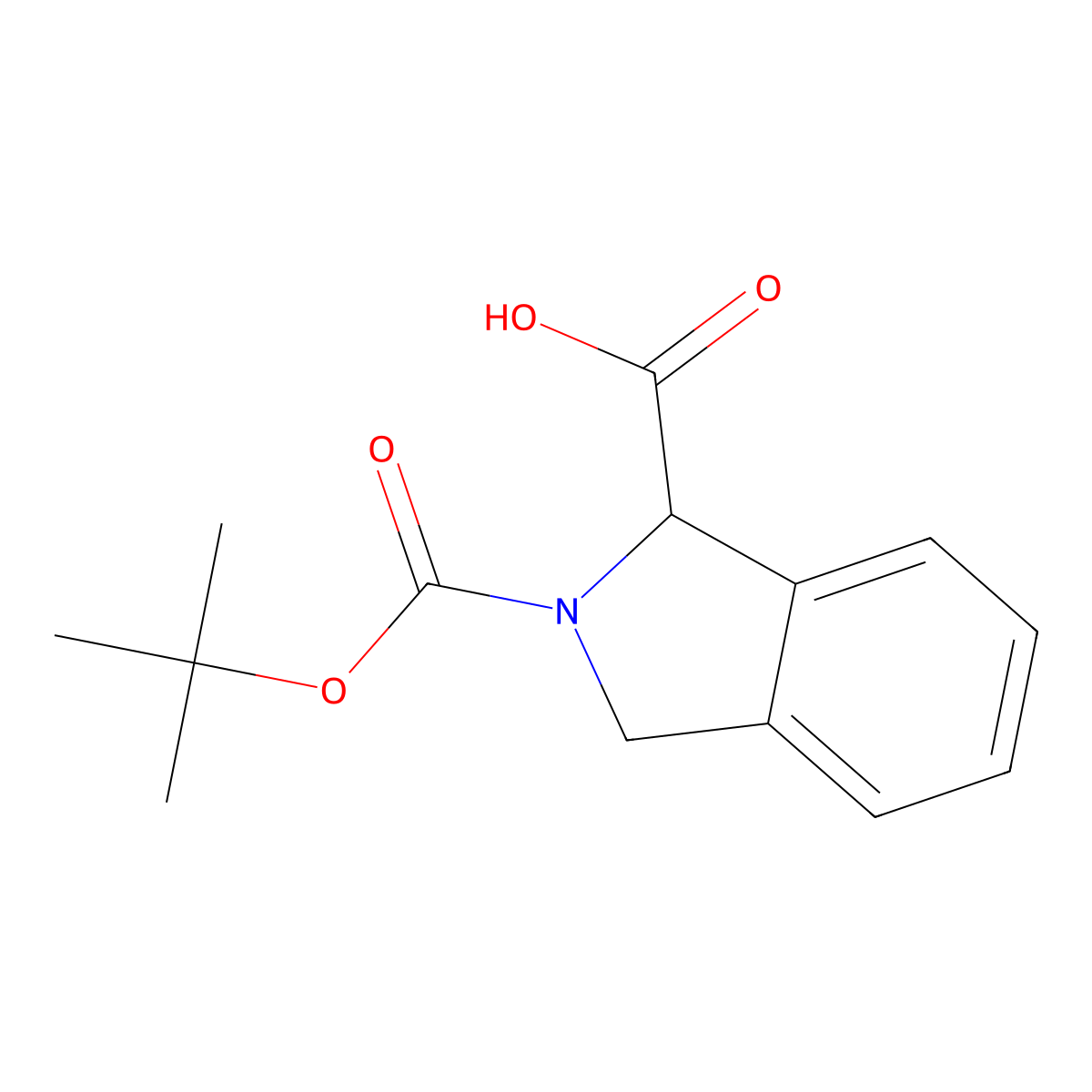(R)-2-(tert-Butoxycarbonyl)isoindoline-1-carboxylic acid molecular structure, CAS 1212086-74-2