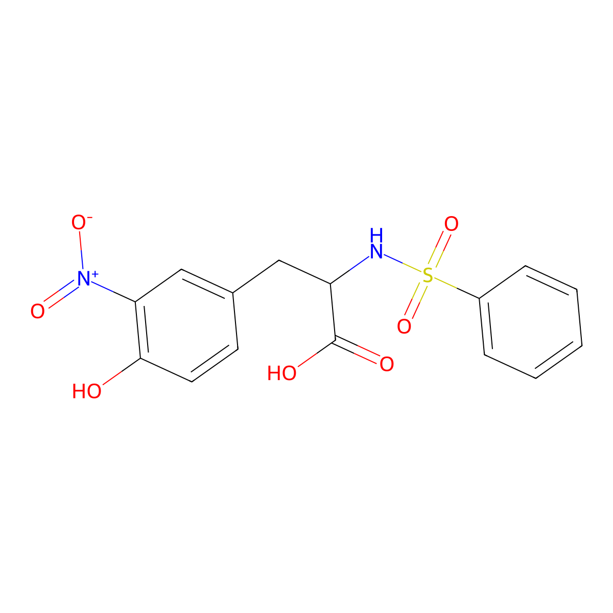 (S)-3-(4-Hydroxy-3-nitrophenyl)-2-(phenylsulfonamido)propanoic acid molecular structure, CAS 1212087-13-2