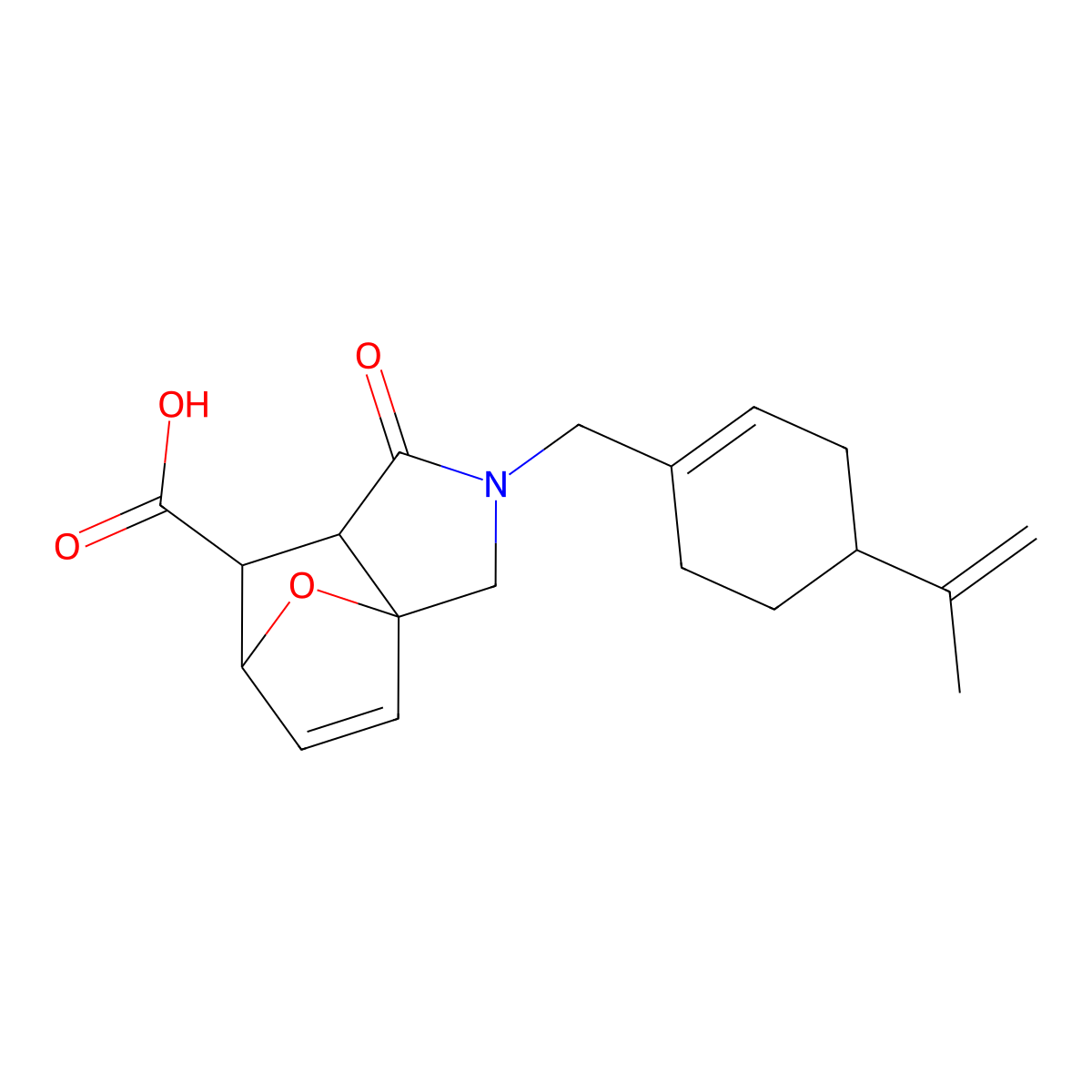 1-Oxo-2-{[4-(prop-1-en-2-yl)cyclohex-1-en-1-yl]methyl}-1,2,3,6,7,7a-hexahydro-3a,6-epoxyisoindole-7-carboxylic acid molecular structure, CAS 1212087-33-6
