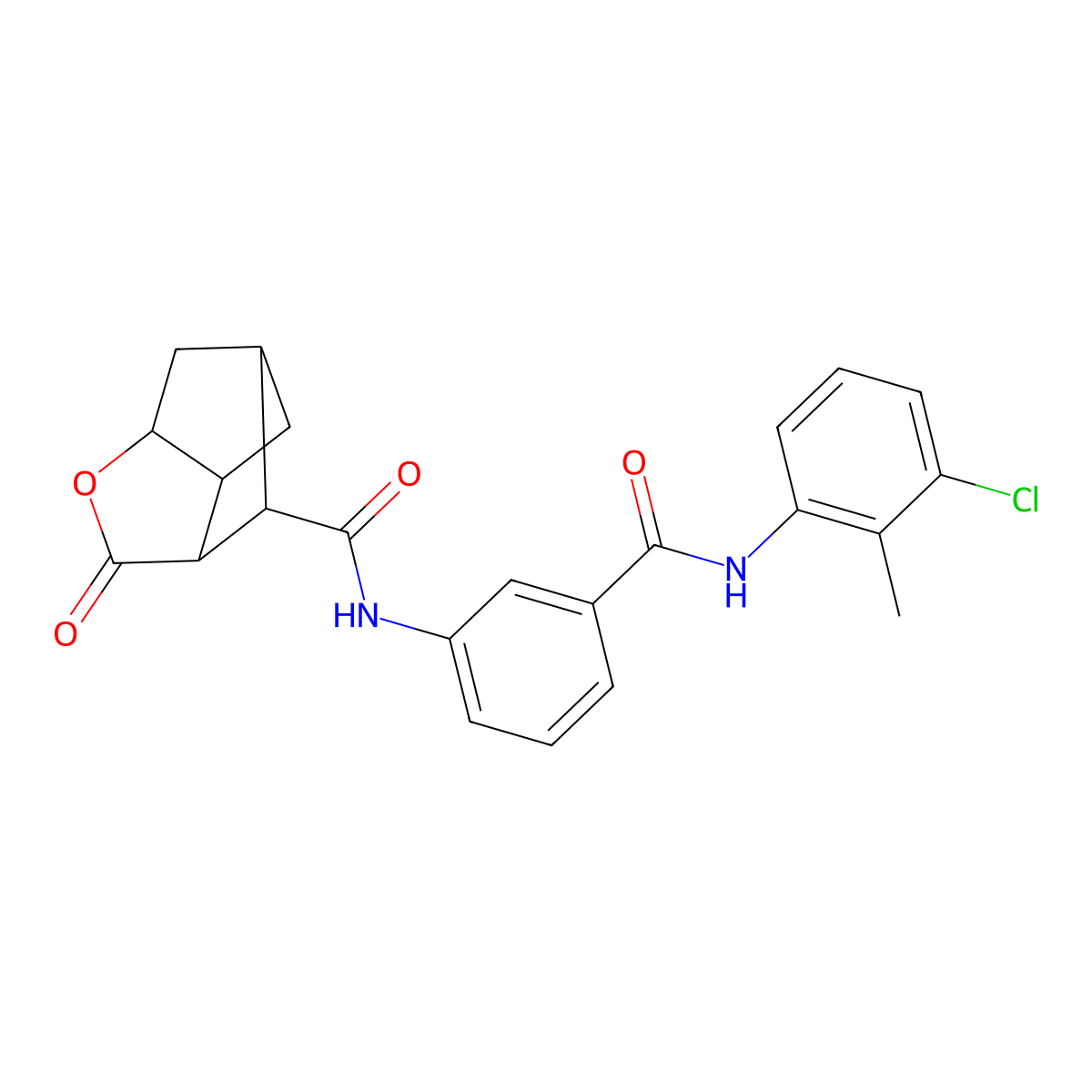 N-{3-[(3-chloro-2-methylphenyl)carbamoyl]phenyl}-2-oxohexahydro-2H-3,5-methanocyclopenta[b]furan-7-carboxamide molecular structure, CAS 1212090-73-7