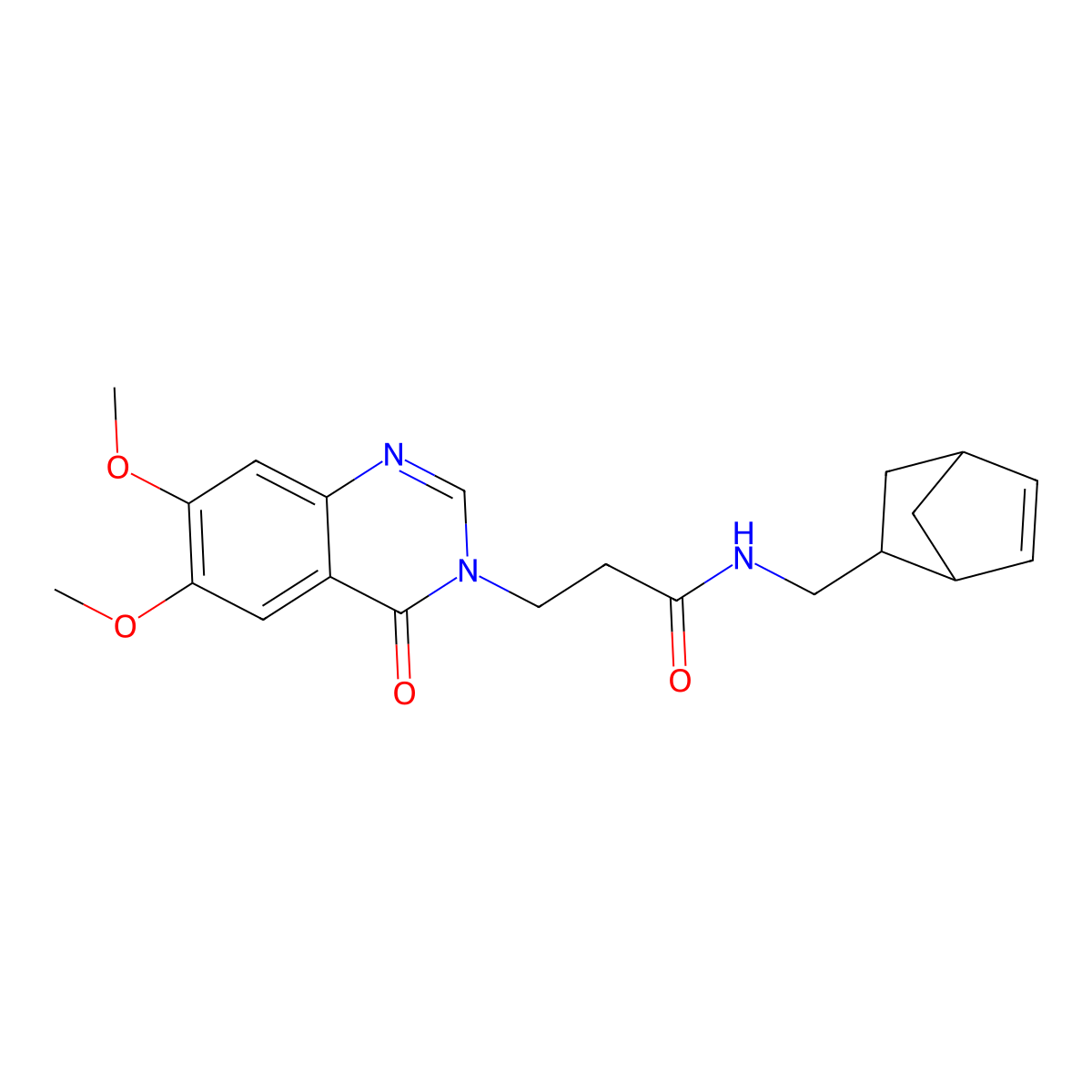 N-(bicyclo[2.2.1]hept-5-en-2-ylmethyl)-3-(6,7-dimethoxy-4-oxoquinazolin-3(4H)-yl)propanamide molecular structure, CAS 1212092-29-9