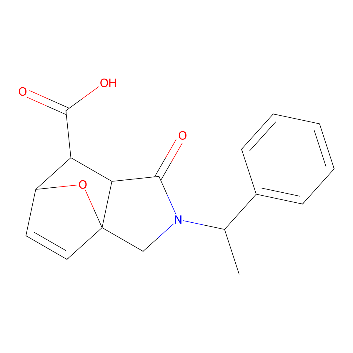 1-Oxo-2-(1-phenylethyl)-1,2,3,6,7,7a-hexahydro-3a,6-epoxyisoindole-7-carboxylic acid molecular structure, CAS 1212092-77-7