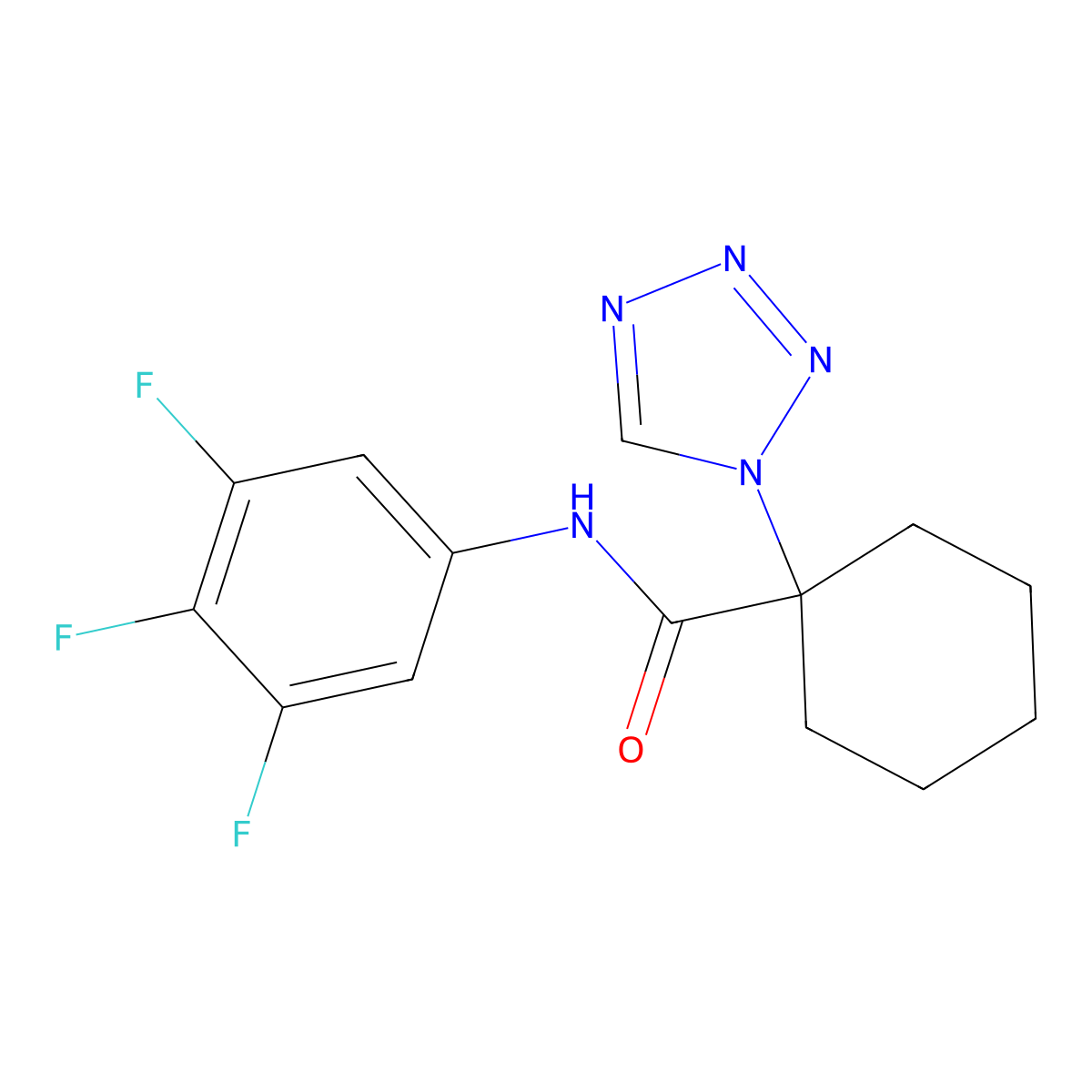 1-(1H-tetrazol-1-yl)-N-(3,4,5-trifluorophenyl)cyclohexanecarboxamide molecular structure, CAS 1212093-03-2