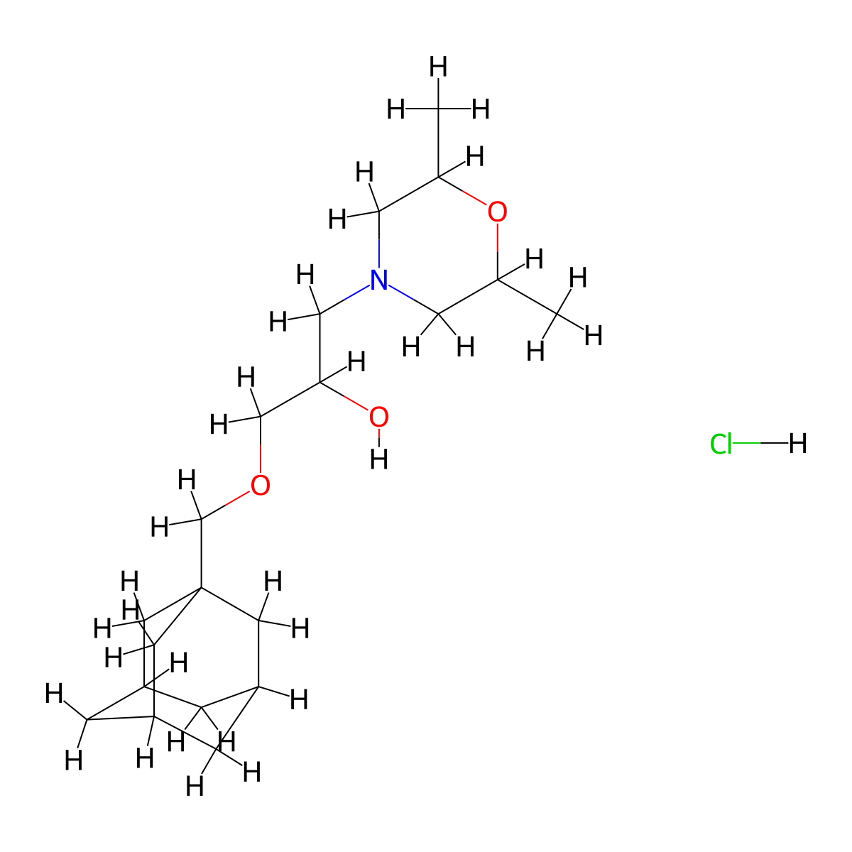 1-[(Adamantan-1-yl)methoxy]-3-(2,6-dimethylmorpholin-4-yl)propan-2-ol hydrochloride molecular structure, CAS 1212093-93-0