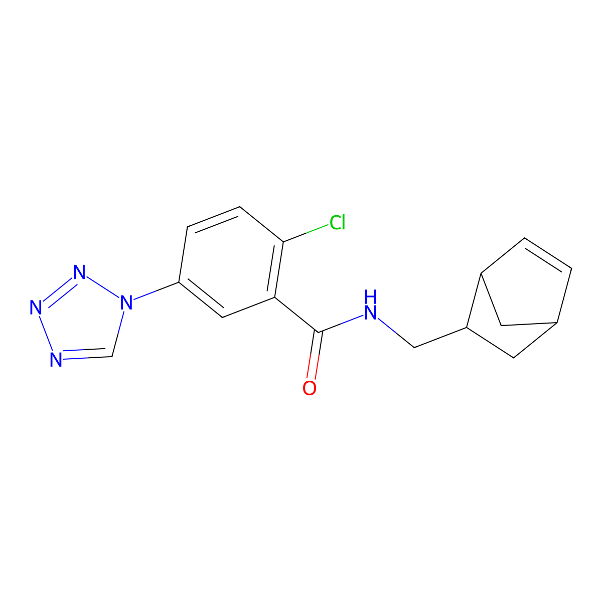 N-(bicyclo[2.2.1]hept-5-en-2-ylmethyl)-2-chloro-5-(1H-tetrazol-1-yl)benzamide molecular structure, CAS 1212094-10-4