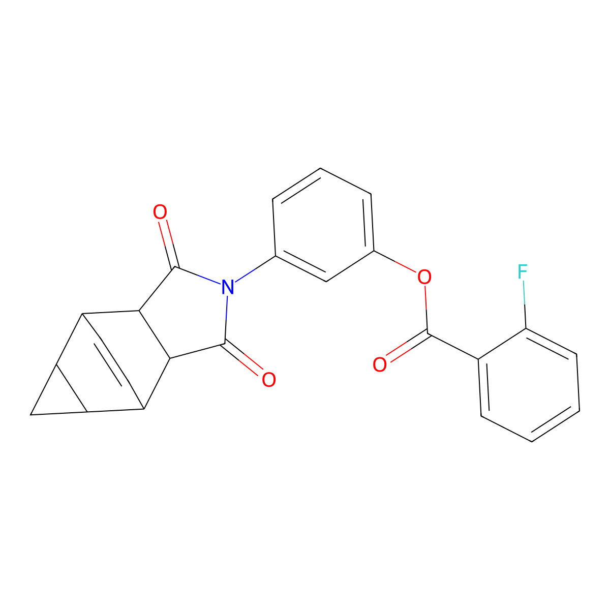 3-(1,3-dioxooctahydro-4,6-ethenocyclopropa[f]isoindol-2(1H)-yl)phenyl 2-fluorobenzoate molecular structure, CAS 1212096-19-9