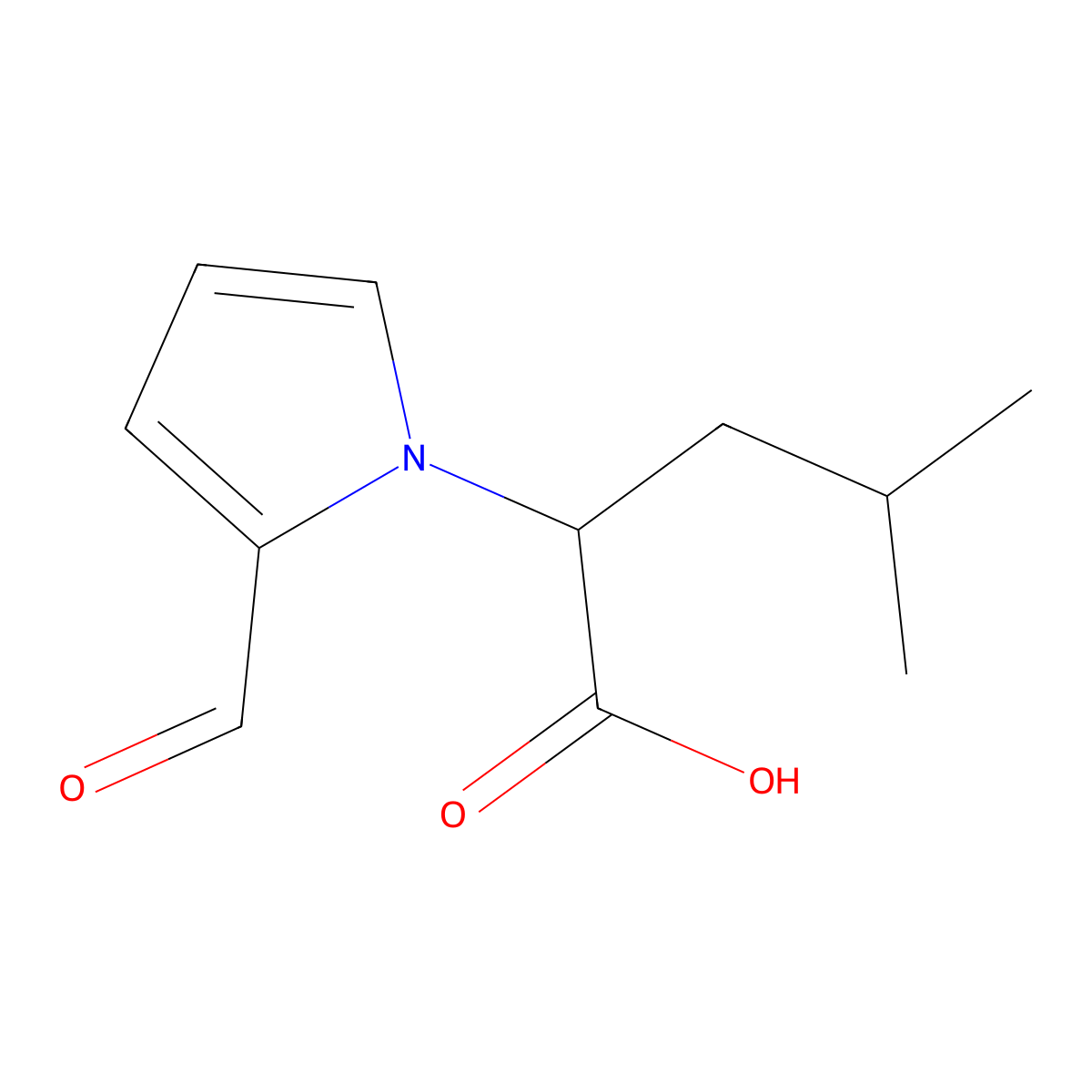 (2R)-2-(2-formyl-1H-pyrrol-1-yl)-4-methylpentanoic acid molecular structure, CAS 1212096-34-8