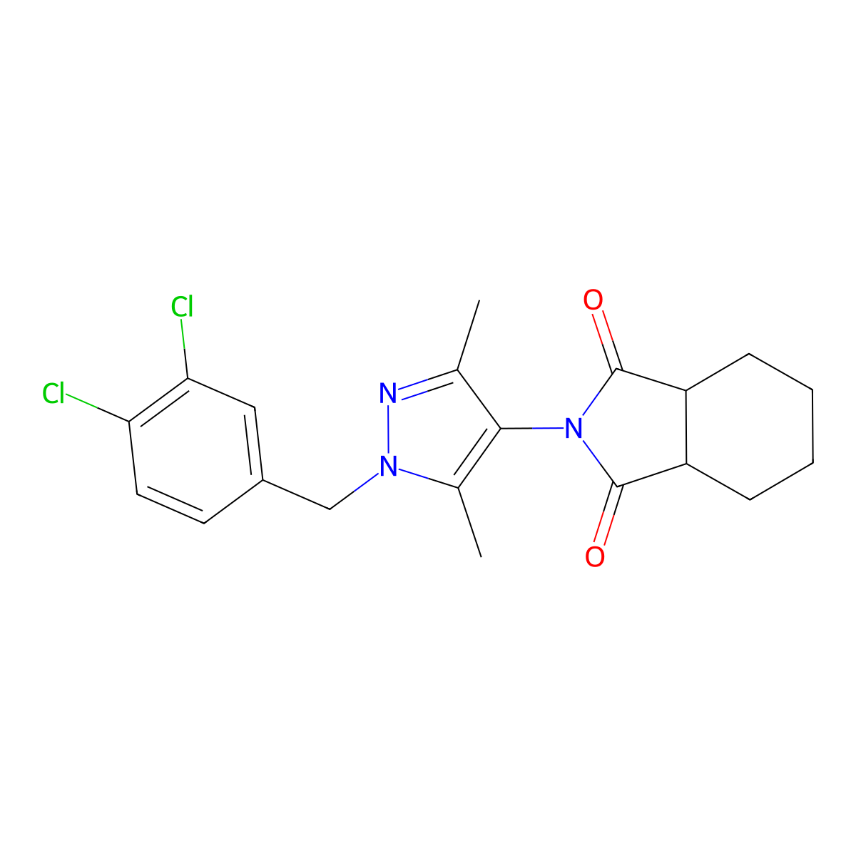 (3aR,7aS)-2-[1-(3,4-dichlorobenzyl)-3,5-dimethyl-1H-pyrazol-4-yl]hexahydro-1H-isoindole-1,3(2H)-dione molecular structure, CAS 1212097-51-2