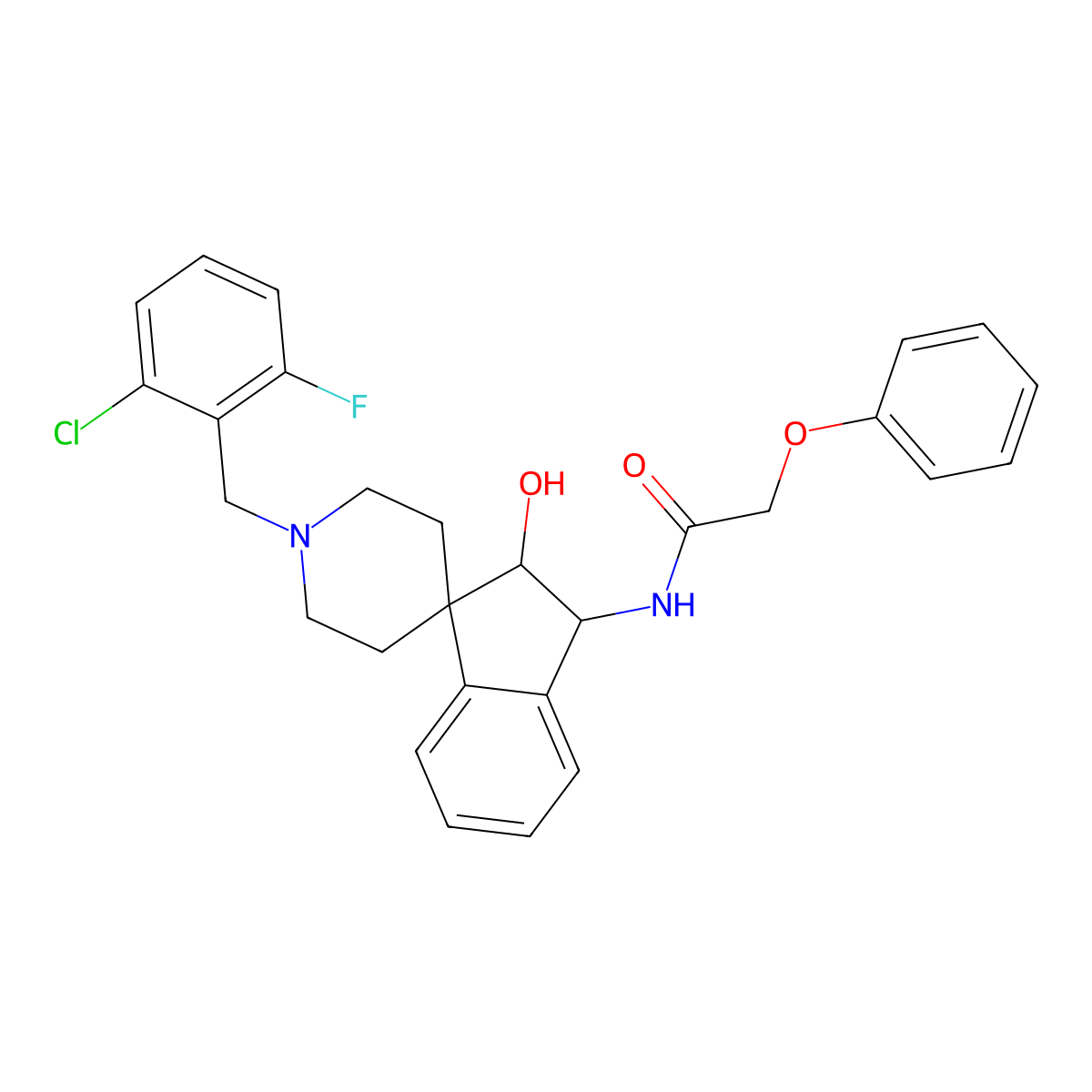 N-[(1R,2R)-1'-[(2-chloro-6-fluorophenyl)methyl]-2-hydroxyspiro[1,2-dihydroindene-3,4'-piperidine]-1-yl]-2-phenoxyacetamide molecular structure, CAS 1212098-31-1