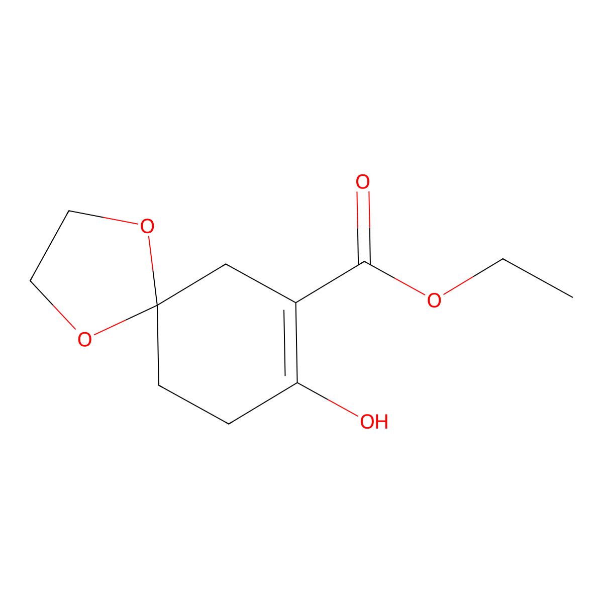 Ethyl 8-hydroxy-1,4-dioxaspiro[4.5]dec-7-ene-7-carboxylate molecular structure, CAS 121210-56-8