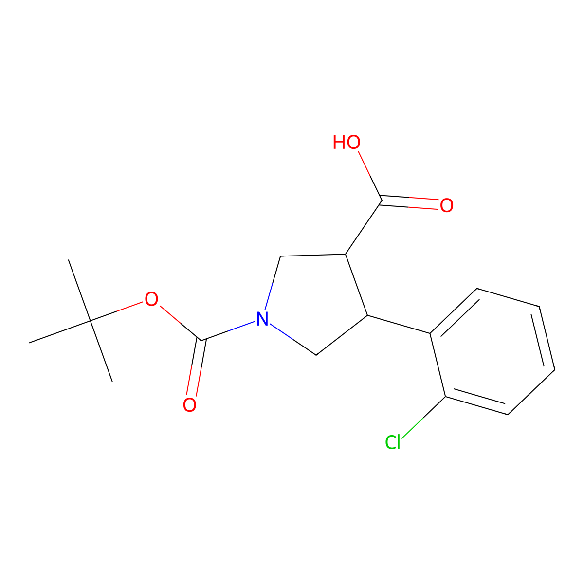trans-1-(tert-Butoxycarbonyl)-4-(2-chlorophenyl)pyrrolidine-3-carboxylic acid molecular structure, CAS 1212102-71-0