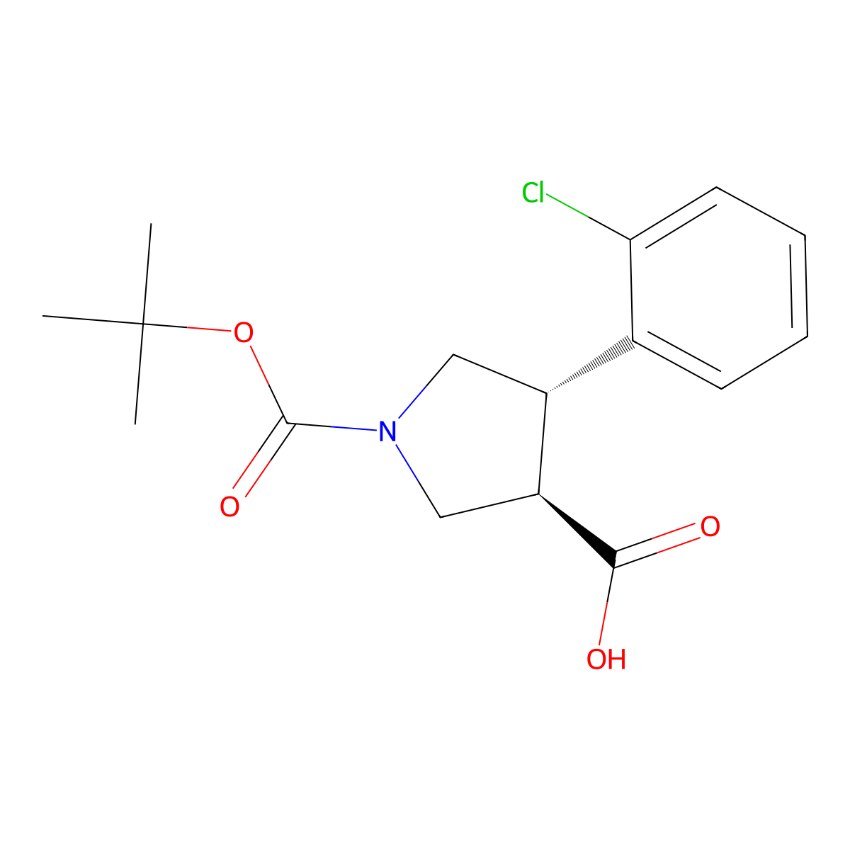trans-1-(tert-Butoxycarbonyl)-4-(2-chlorophenyl)pyrrolidine-3-carboxylic acid molecular structure, CAS 1212102-71-0