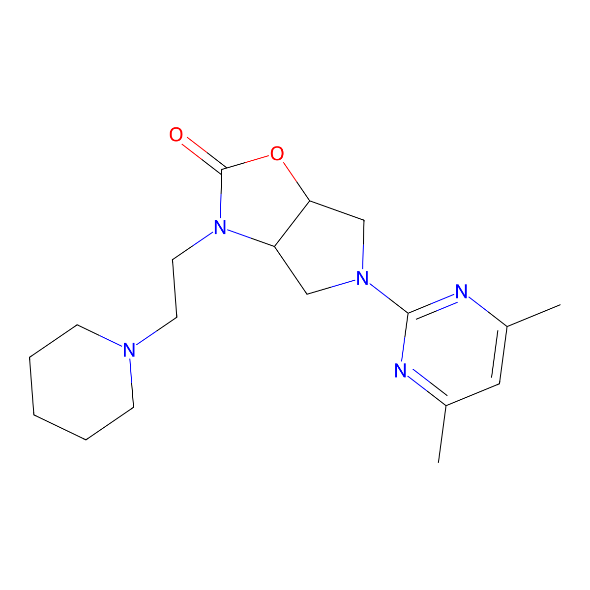 rel-(3aR,6aS)-5-(4,6-Dimethyl-2-pyrimidinyl)hexahydro-3-[2-(1-piperidinyl)ethyl]-2H-pyrrolo[3,4-d]oxazol-2-one molecular structure, CAS 1212102-72-1