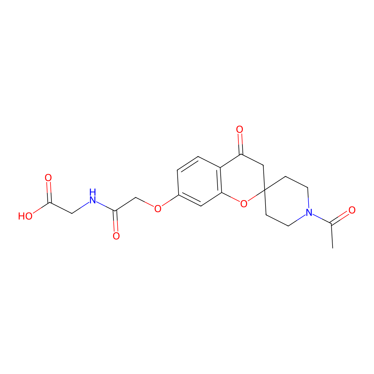 N-{[(1'-acetyl-4-oxo-3,4-dihydrospiro[chromene-2,4'-piperidin]-7-yl)oxy]acetyl}glycine molecular structure, CAS 1212103-72-4
