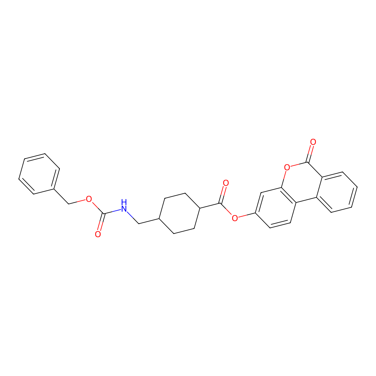 6-oxo-6H-benzo[c]chromen-3-yl 4-({[(benzyloxy)carbonyl]amino}methyl)cyclohexanecarboxylate molecular structure, CAS 1212105-26-4