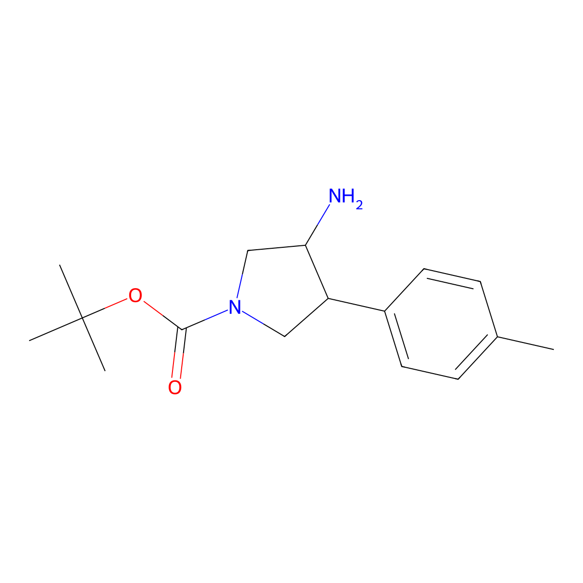Trans (+/-) 3-Amino-4-(4-Methylphenyl)Pyrrolidine-1-Carboxylic Acid Tert-Butyl Ester molecular structure, CAS 1212106-36-9