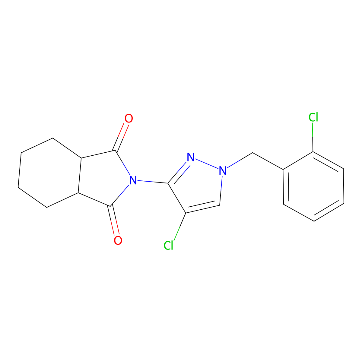 (3aR,7aS)-2-[4-chloro-1-(2-chlorobenzyl)-1H-pyrazol-3-yl]hexahydro-1H-isoindole-1,3(2H)-dione molecular structure, CAS 1212106-78-9