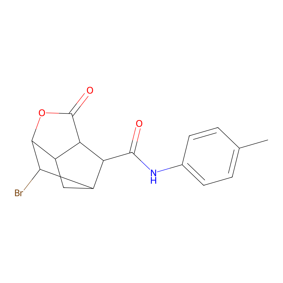 2-bromo-N-(4-methylphenyl)-5-oxo-4-oxatricyclo[4.2.1.0~3,7~]nonane-9-carboxamide molecular structure, CAS 1212109-40-4