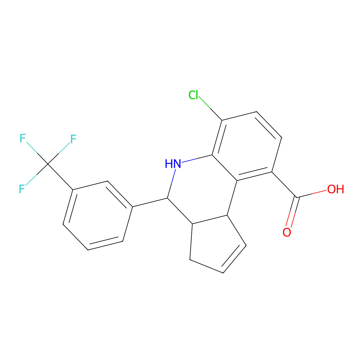 6-chloro-4-[3-(trifluoromethyl)phenyl]-3a,4,5,9b-tetrahydro-3H-cyclopenta[c]quinoline-9-carboxylic acid molecular structure, CAS 1212109-70-0