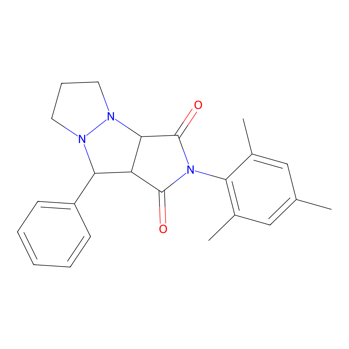 2-mesityl-9-phenylhexahydro-1H-pyrazolo[1,2-a]pyrrolo[3,4-c]pyrazole-1,3(2H)-dione molecular structure, CAS 1212111-40-4