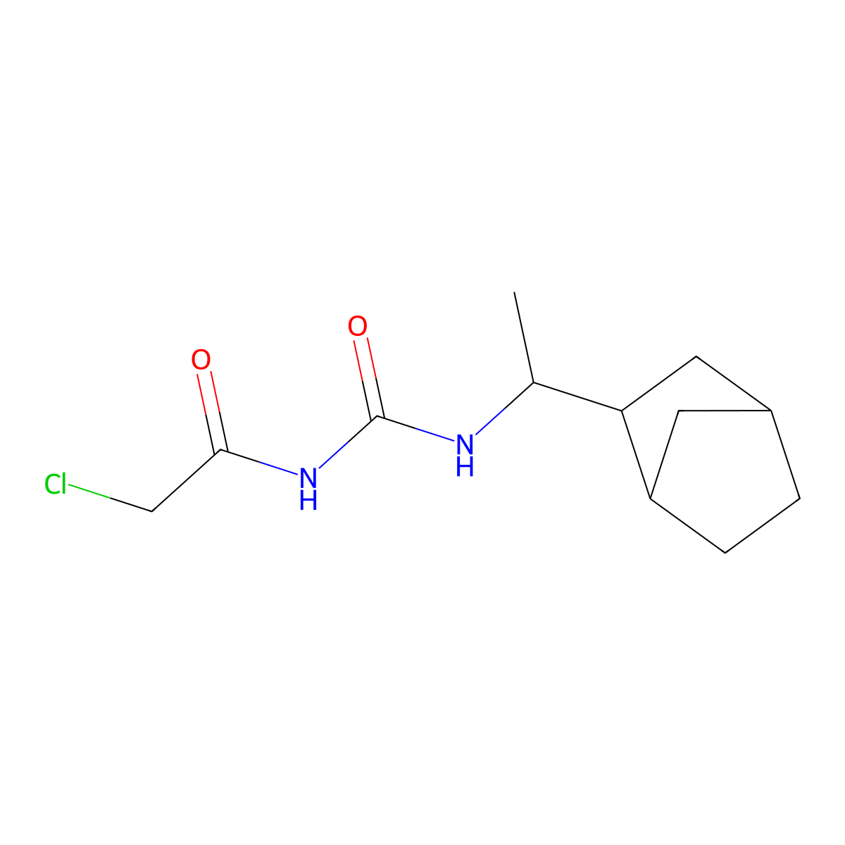 1-(1-{Bicyclo[2.2.1]heptan-2-yl}ethyl)-3-(2-chloroacetyl)urea molecular structure, CAS 1212113-50-2