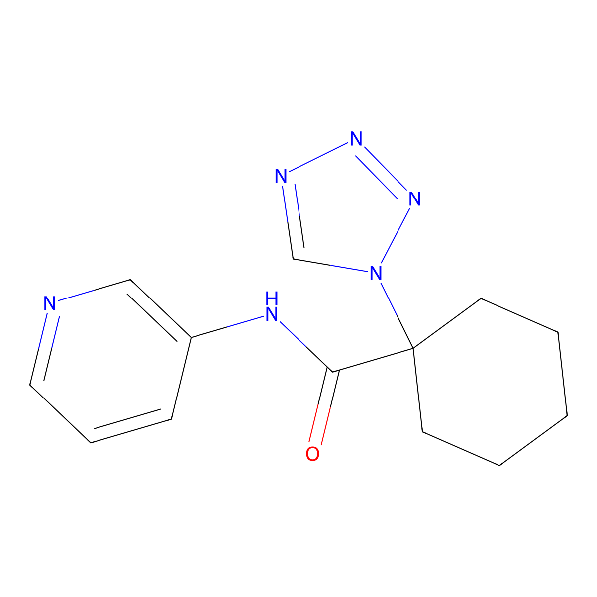 N-(pyridin-3-yl)-1-(1H-tetrazol-1-yl)cyclohexanecarboxamide molecular structure, CAS 1212114-43-6