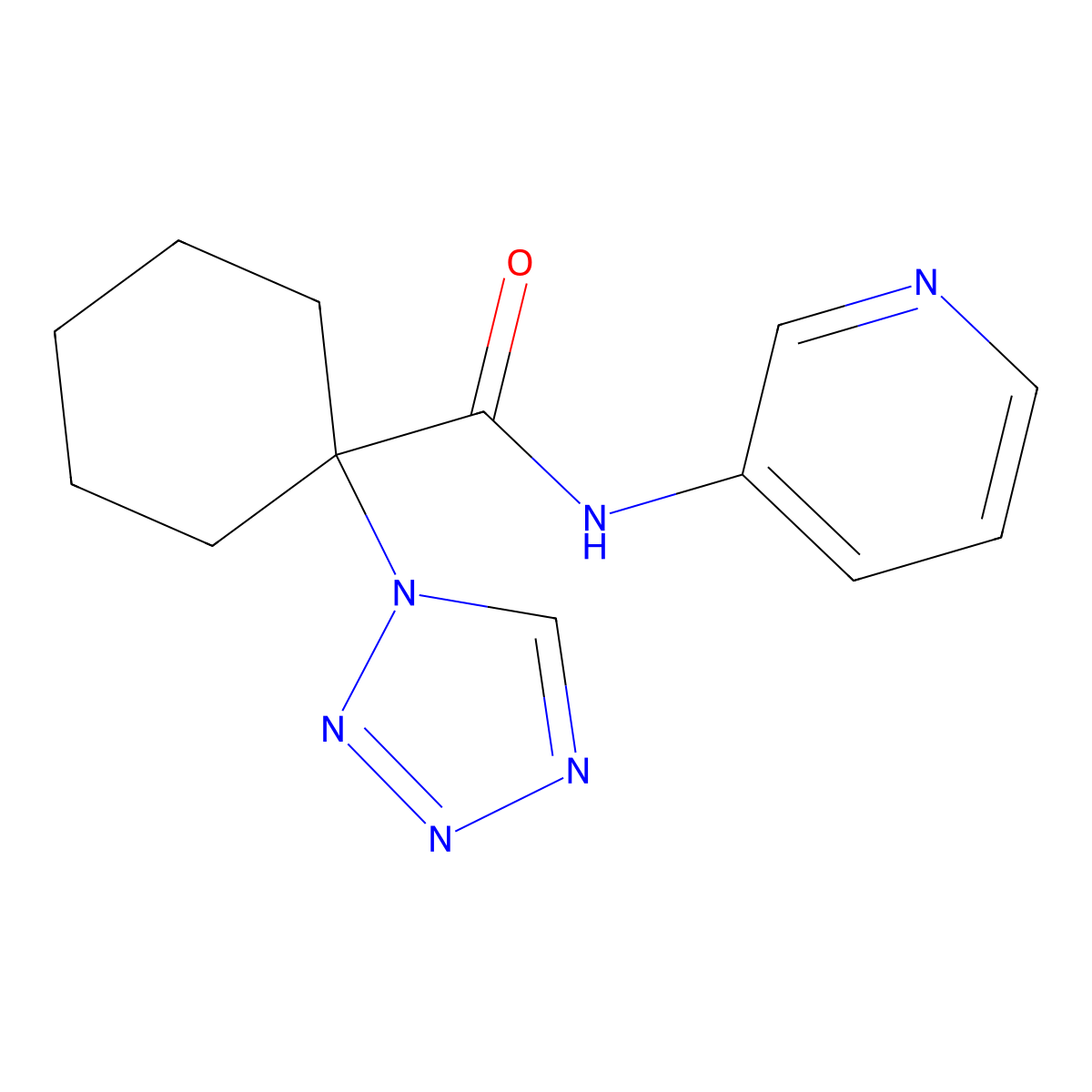N-(pyridin-3-yl)-1-(1H-tetrazol-1-yl)cyclohexanecarboxamide molecular structure, CAS 1212114-43-6