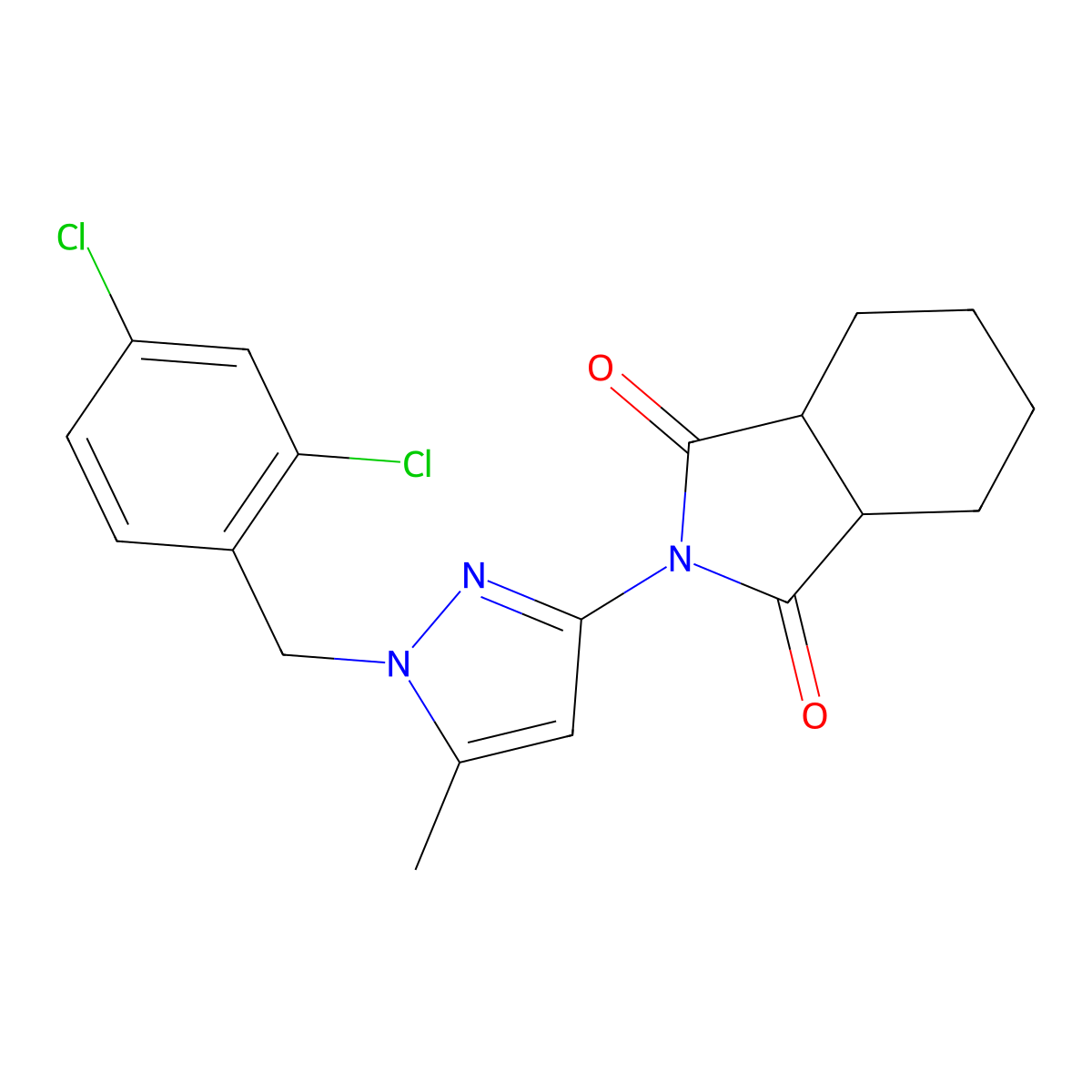 (3aR,7aS)-2-[1-(2,4-dichlorobenzyl)-5-methyl-1H-pyrazol-3-yl]hexahydro-1H-isoindole-1,3(2H)-dione molecular structure, CAS 1212114-46-9