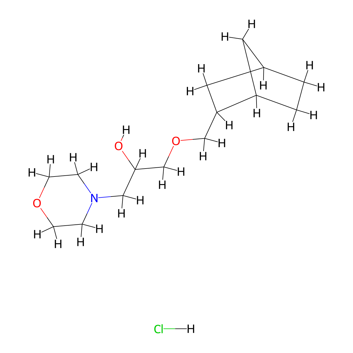 1-((1R,4S)-bicyclo[2.2.1]heptan-2-ylmethoxy)-3-morpholinopropan-2-ol hydrochloride molecular structure, CAS 1212118-46-1