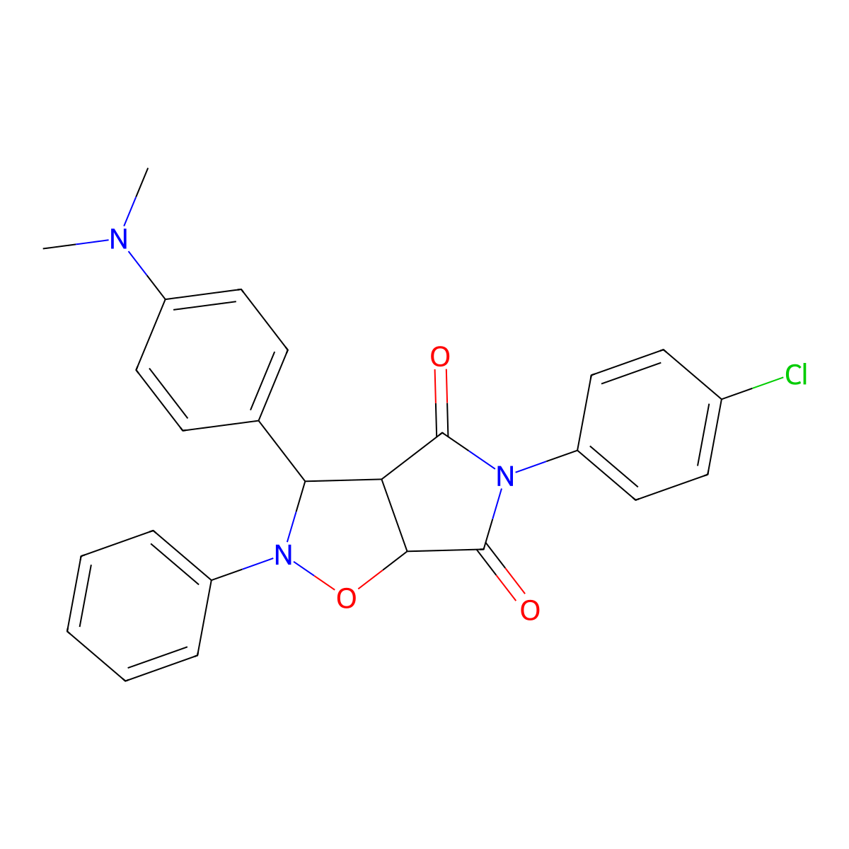 5-(4-chlorophenyl)-3-(4-(dimethylamino)phenyl)-2-phenyldihydro-2H-pyrrolo[3,4-d]isoxazole-4,6(5H,6aH)-dione molecular structure, CAS 1212120-46-1