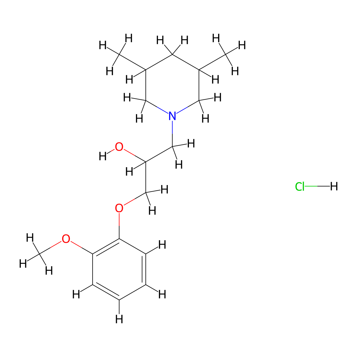 1-(3,5-Dimethylpiperidin-1-yl)-3-(2-methoxyphenoxy)propan-2-ol hydrochloride molecular structure, CAS 1212120-59-6